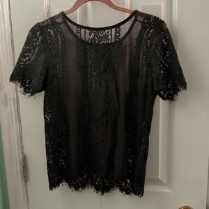 HeartSoul Black Sheer Short Sleeve Blouse
